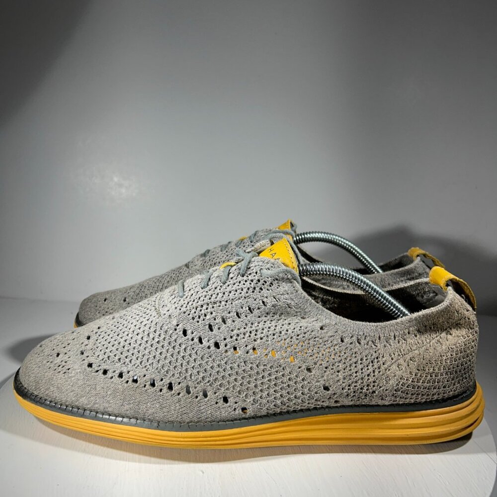 Cole Haan Original Mens Size 10.5 Shoes Knit Fashion Sneaker Wingtip Gray Orange